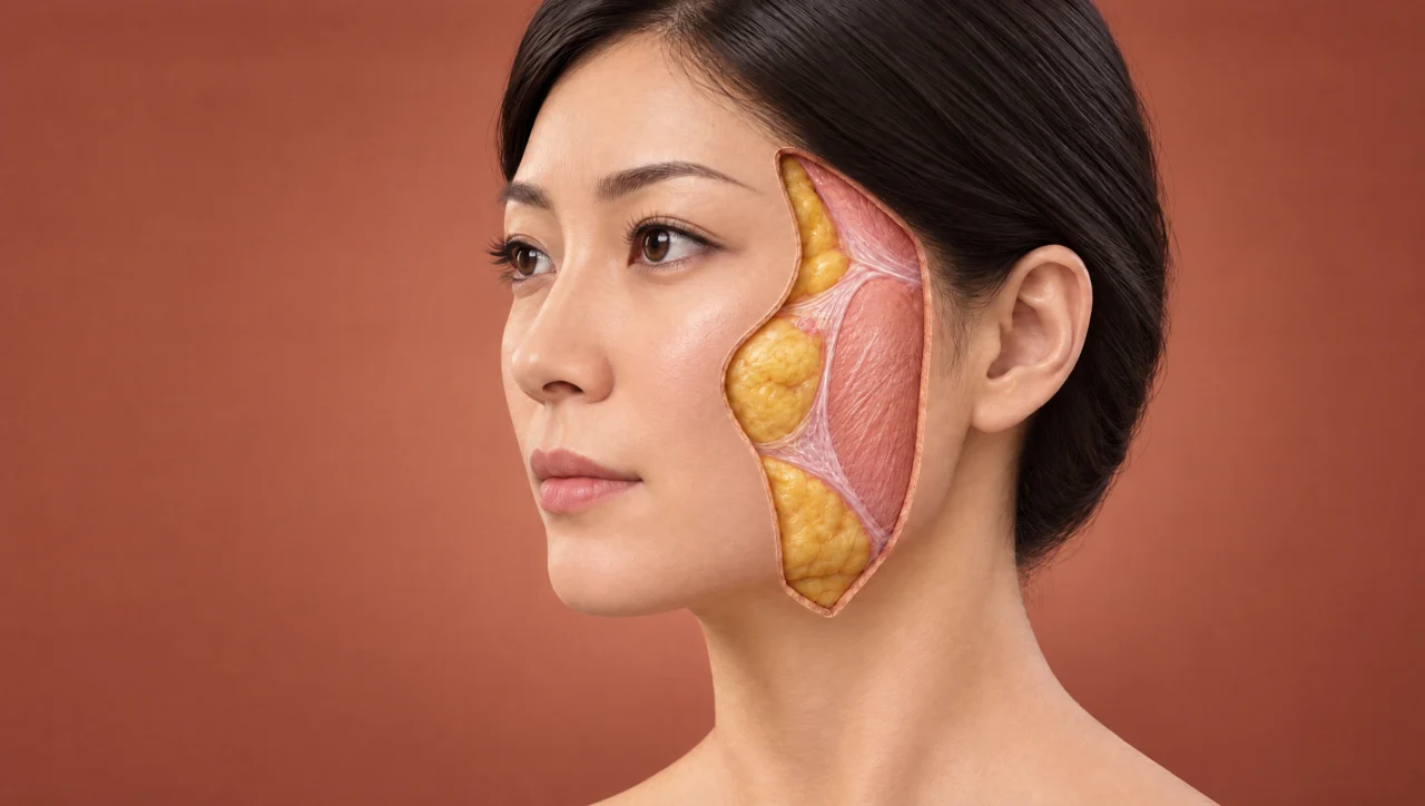 몇 달 후 — 꺼진 볼과 얕은 흉터가 몇 달 뒤 덜 두드러진 변화를 얼굴 3D 모형으로 표현했습니다. 보통 4주 간격 3회 안팎으로 진행하며 변화는 서서히 나타납니다. 원리를 표현한 그림입니다.