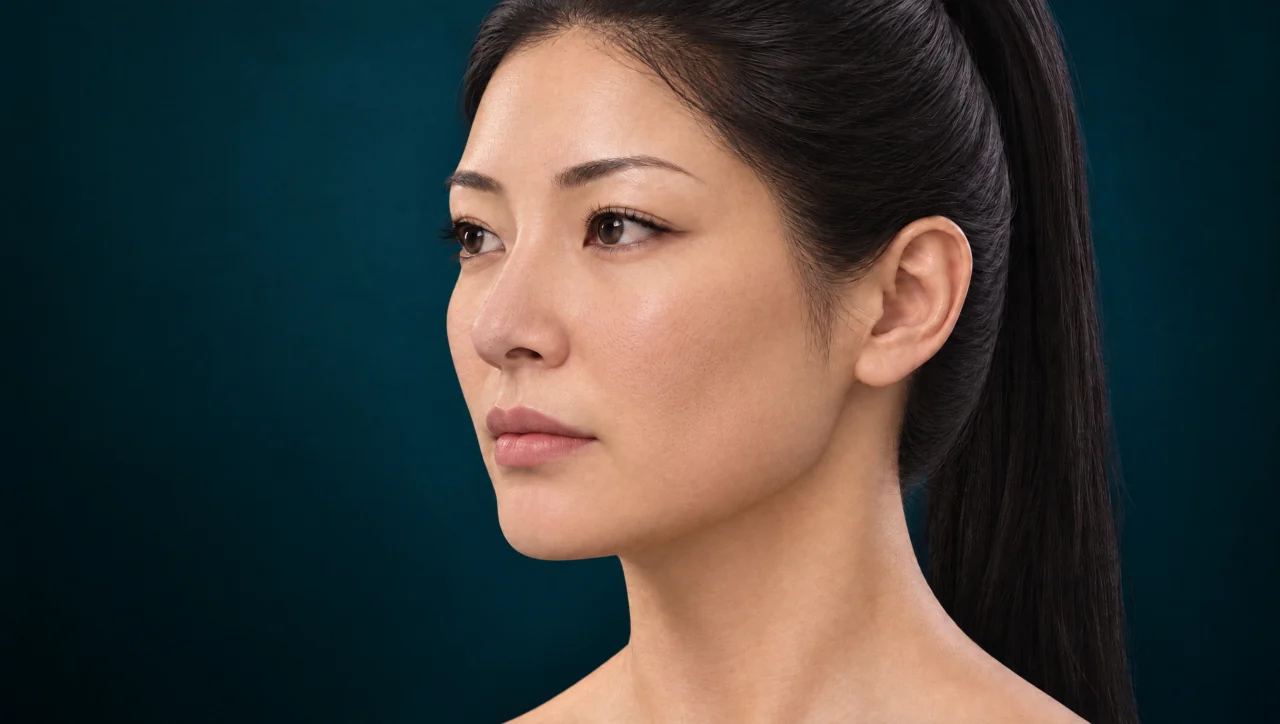 몇 주 후 — 번들거림과 모공이 몇 주 뒤 줄어든 변화를 얼굴 3D 모형으로 표현했습니다. 원래 피지가 많을수록 변화를 느끼기 쉽고, 3~6개월에 걸쳐 서서히 줄어듭니다. 원리를 표현한 그림입니다.